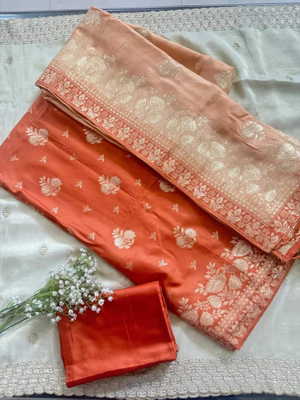 Peach & Coral Floral Suit Set