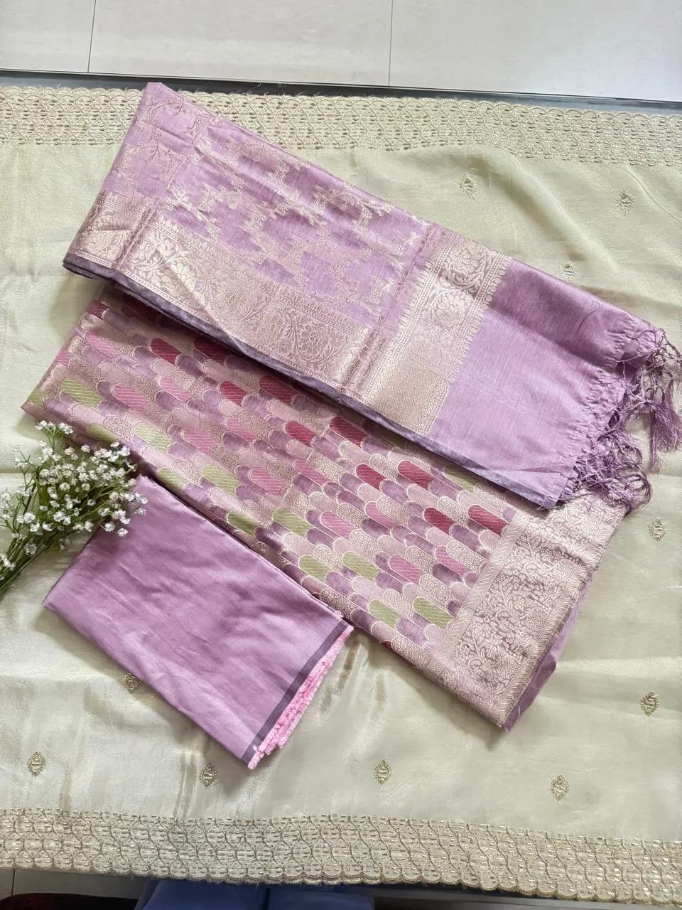 Lavender Gold Woven Suit Set