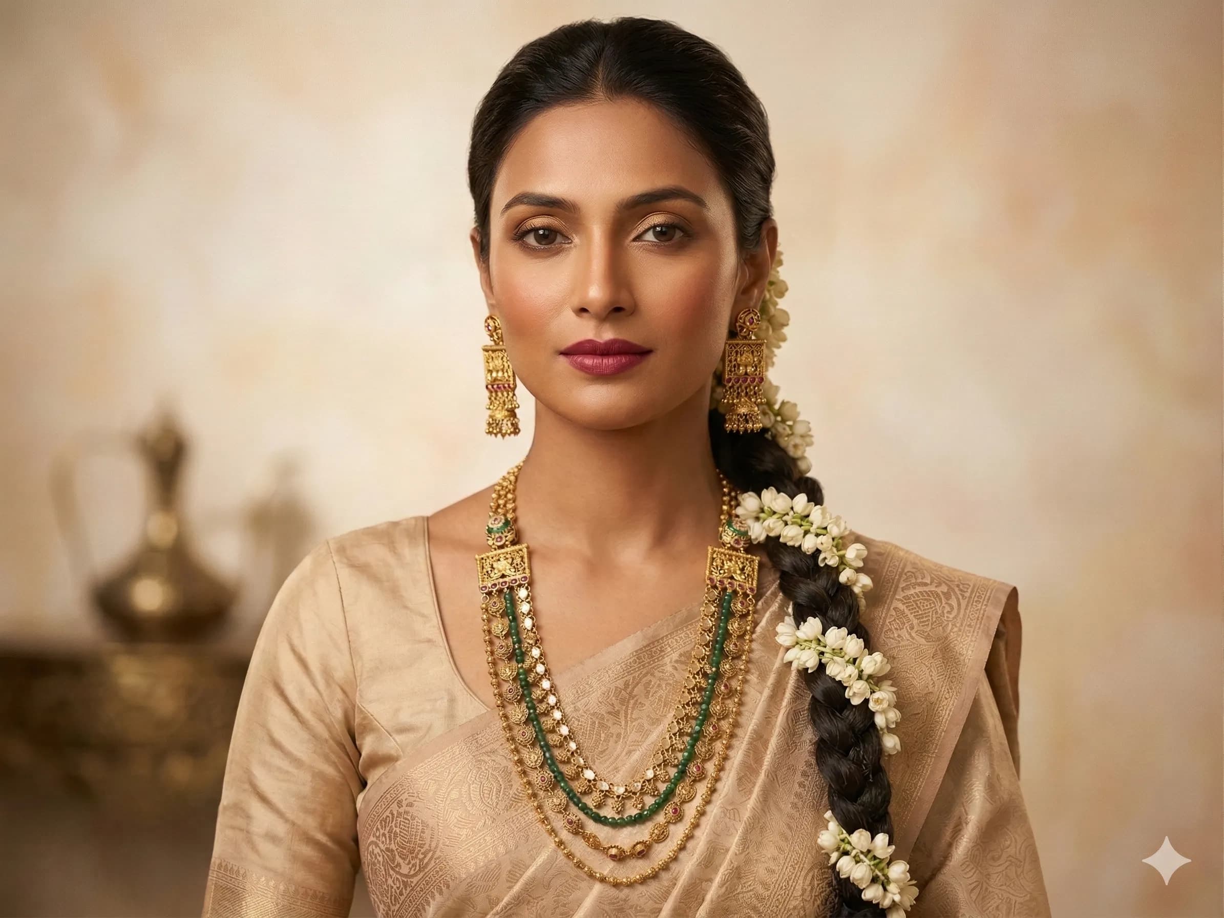 Emerald Green Long Rani Haar Set