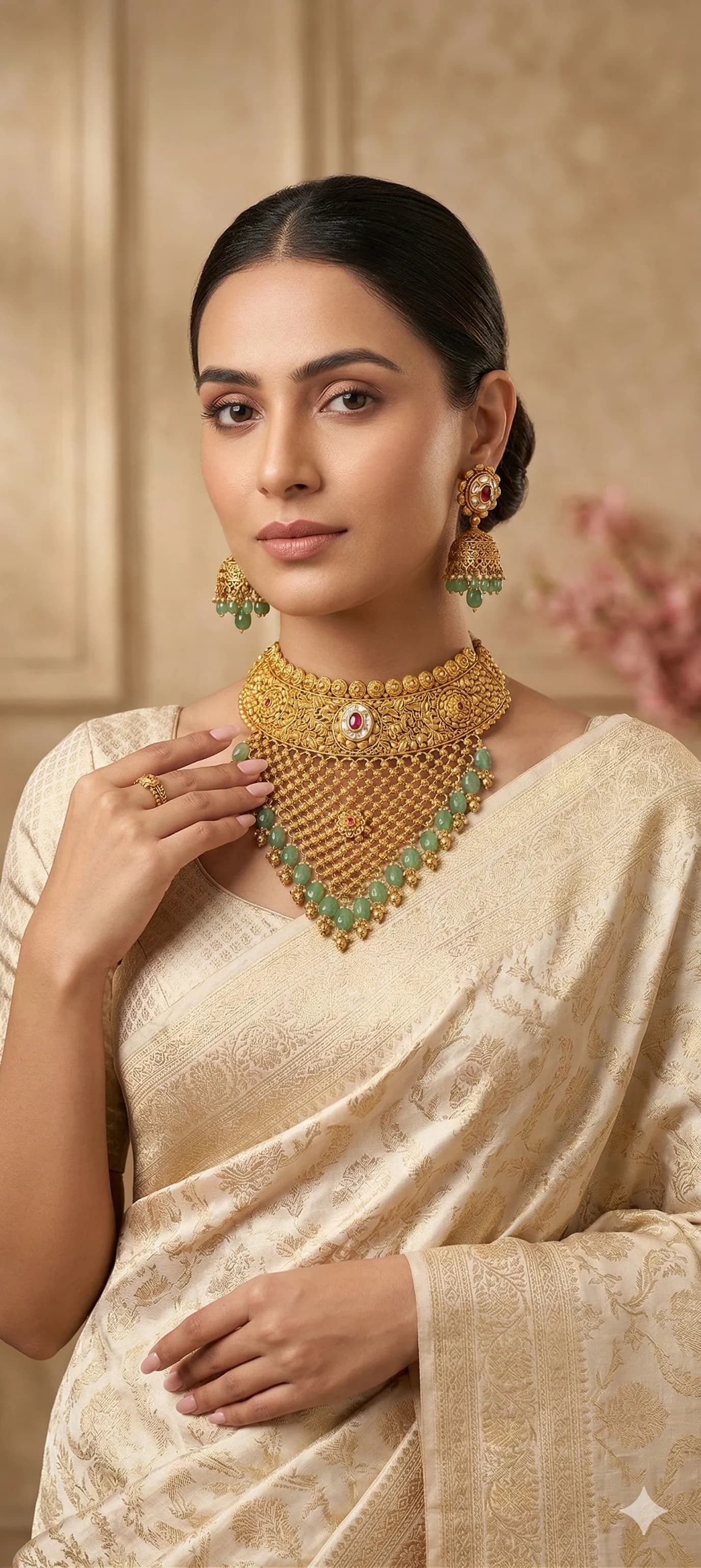 Emerald Green Jadau Choker Set