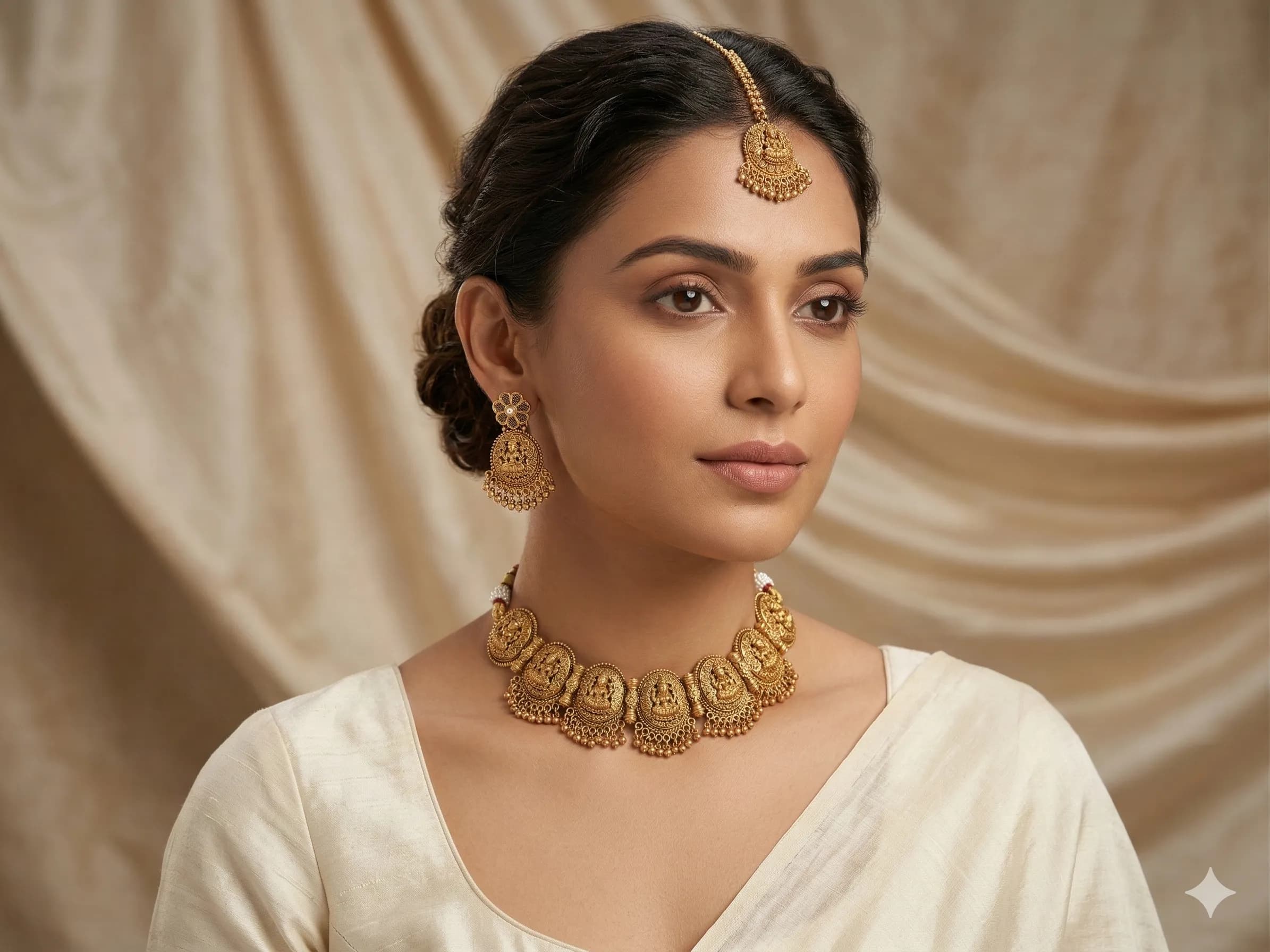 Lakshmi Temple Gold Necklace Set