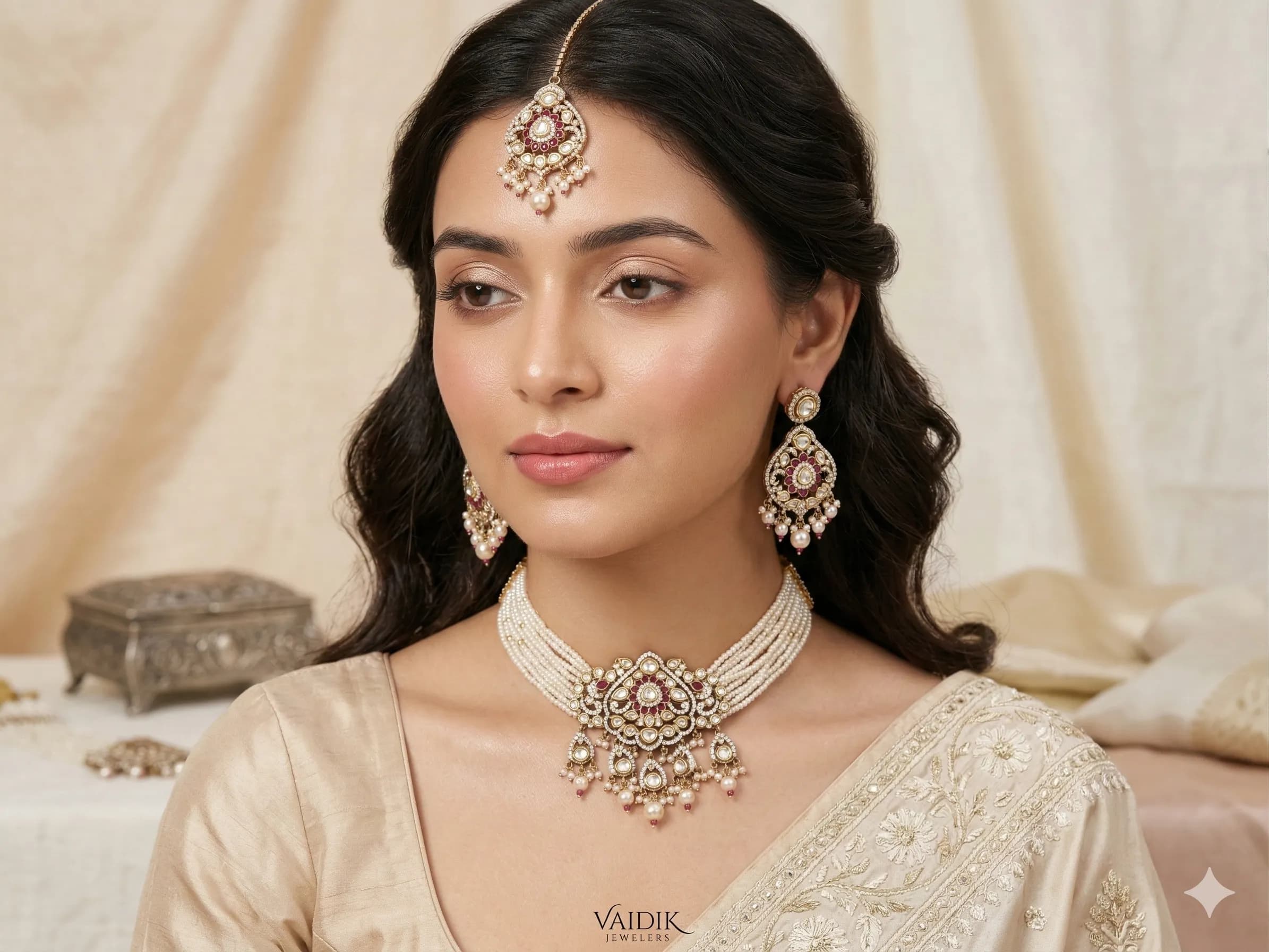 Royal Pearl Polki Choker Set