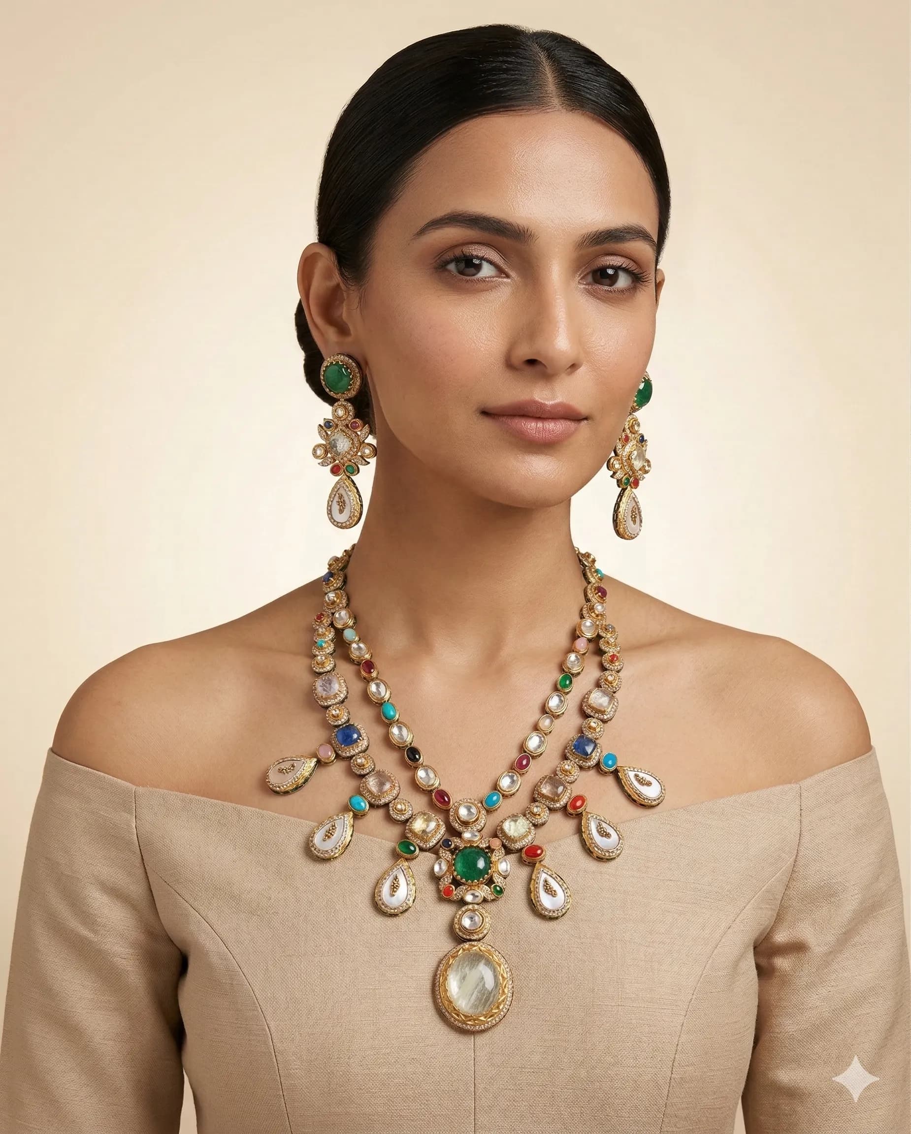 Navratna Heritage Polki Necklace Set