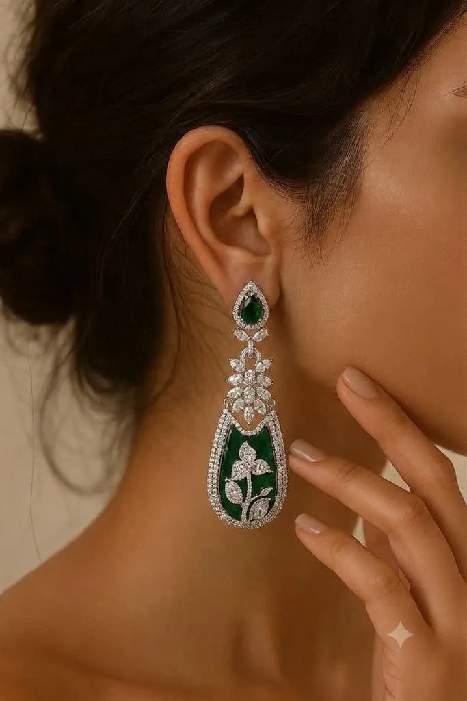 Emerald Teardrop Cascade Earrings
