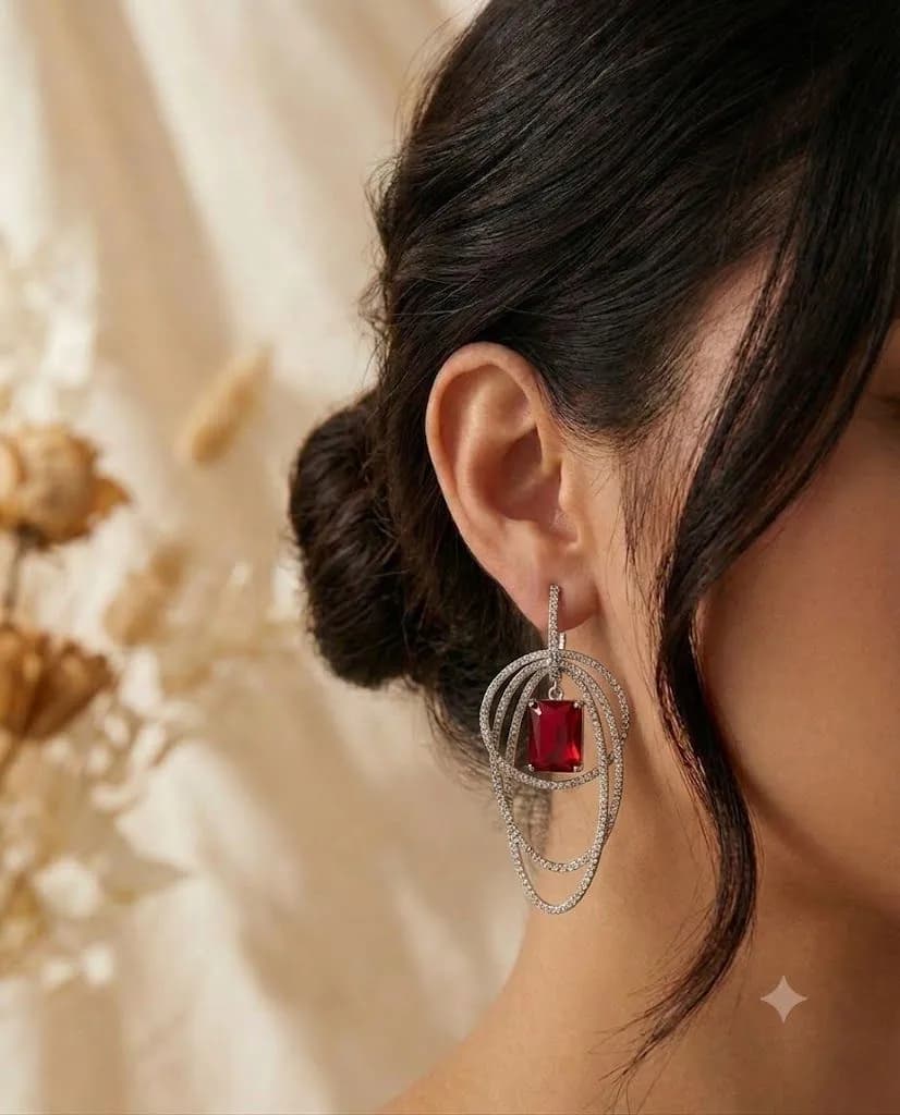 Ruby Halo Statement Earrings