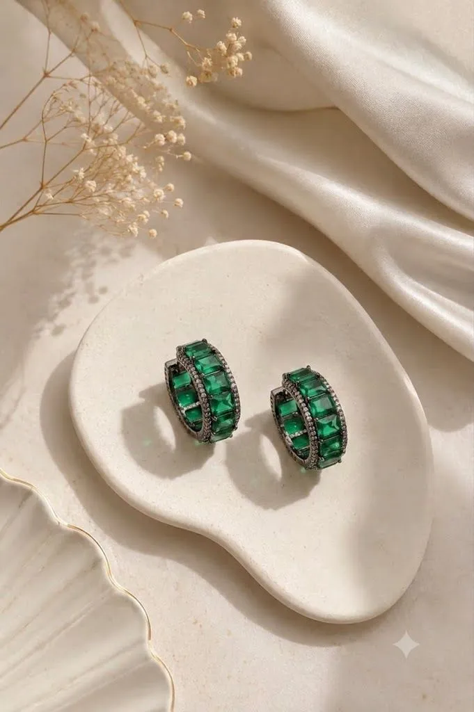 Emerald Crystal Hoop Earrings