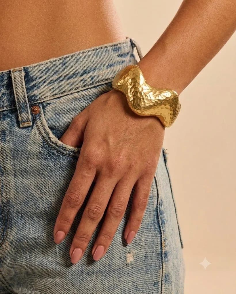 Hammered Gold Sculptural Cuff