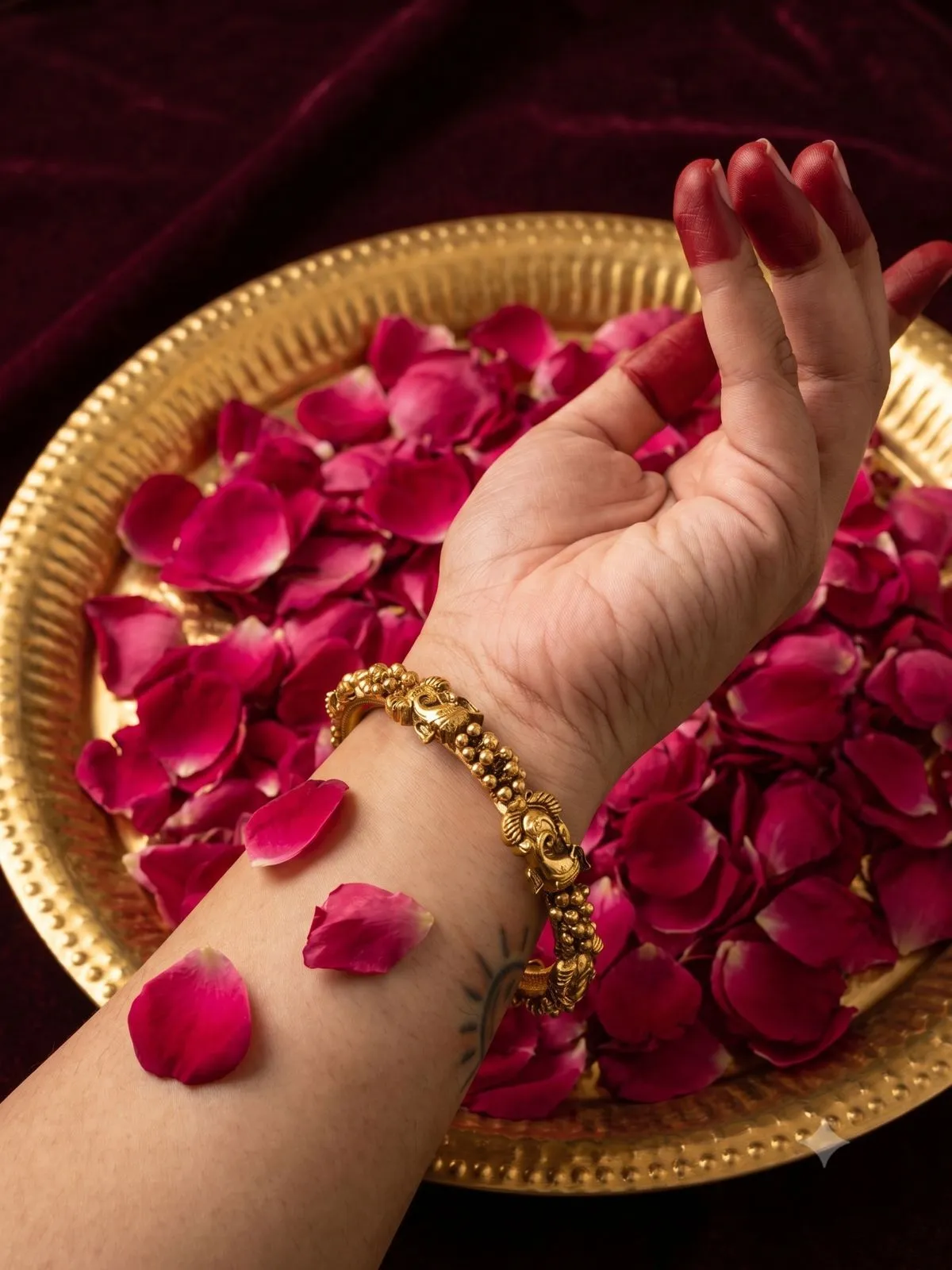 Temple Motif Gold Bracelet