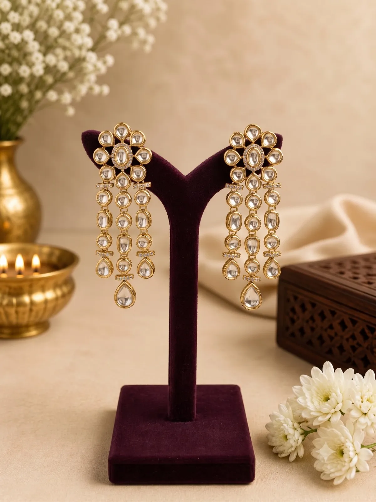 Heart Drop Pavé Earrings