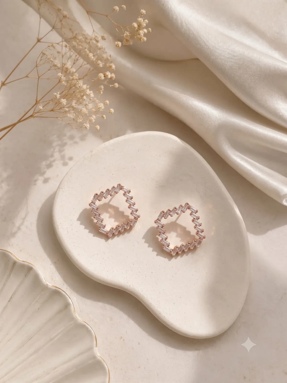 Rose-Gold Geometric Hoops